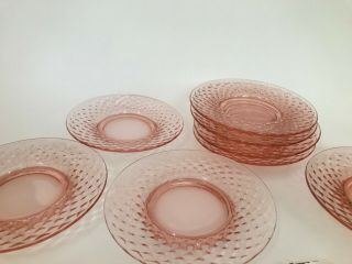Pink Depression Glass Vintage Poinsettia Pattern Set Of 8 Saucer Plates 6 "