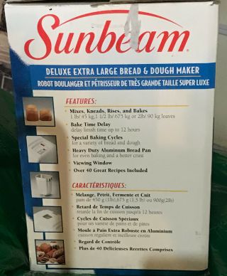 Vintage Sunbeam Deluxe Extra Large Bread and Dough Maker 5841,  box 2