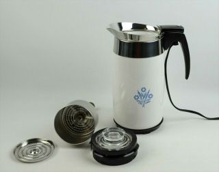 Vtg Corning Ware Blue Cornflower Coffee Pot Percolator 10 Cup Cord