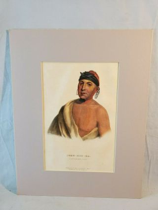 1844 Mckenney Hall Hand Colored Print Native American Indian Peah - Mus - Ka No Res