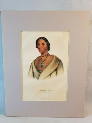 1844 Mckenney Hall Hand Colored Print Native American Indian Pa - She - Nine No Res