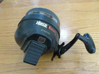 Zebco 888 Push Button Casting Reel & Box Metal Foot Made U.  S.  A.