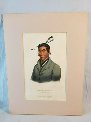 1844 Mckenney Hall Hand Colored Print Native American Indian Ka - Ta - Wa - Be - Da