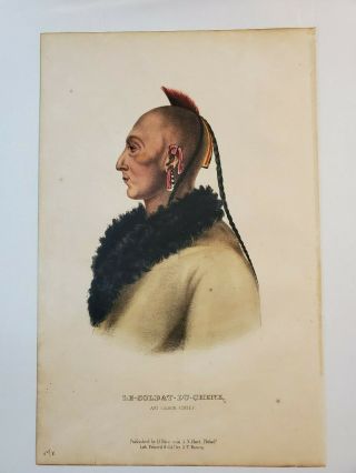 1844 McKenney Hall Hand Colored Print Native American Indian Le - Soldat - Du - Chene 2