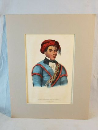 1844 Mckenney Hall Hand Colored Print Native American Indian Tustennuggee