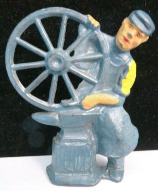 Vintage Manoil Lead Toy Figure Blacksmith With Wheel M - 150 Near