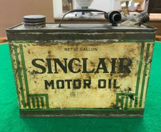 Vintage Sinclair Motor Oil 1/2 Half Gallon Oil Can Very Rare