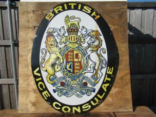 48x36 " Authentic Org.  1920 British Vice Consulate Embessy Porcelain Sign