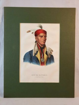 1844 Mckenney Hall Hand Colored Print Native American Indian Shin - Ga - Ba - W 