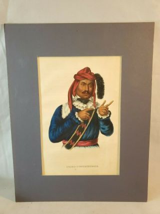 1844 Mckenney Hall Hand Colored Print Native American Indian Itcho - Tustennuggee