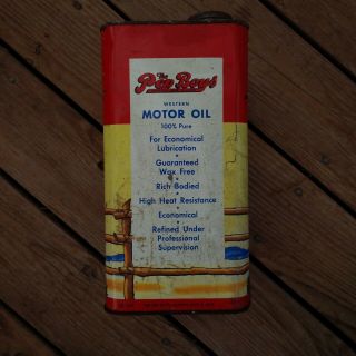 Pep Boys Vintage 2 Gallon Motor Oil Can Western Ed Manny Mo Jack WEAR 2