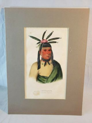 Orig 1844 Mckenney Hall Hand Colored Print Native American Indian Amiskquew Nr