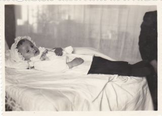 1950 Post Mortem Dead Baby Boy Coffin Cadaver Funeral Corpse Old Russian Photo