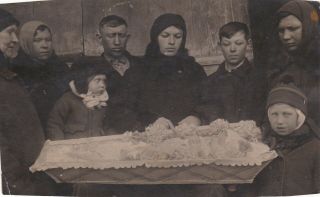 1940s Post Mortem Dead Baby Girl Coffin Cadaver Funeral Corpse Russian Photo
