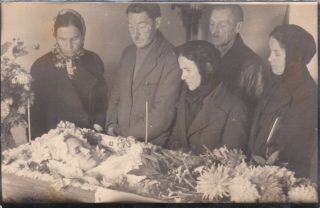 1940s Post Mortem Dead Young Woman Coffin Funeral Corpse Old Russian Photo