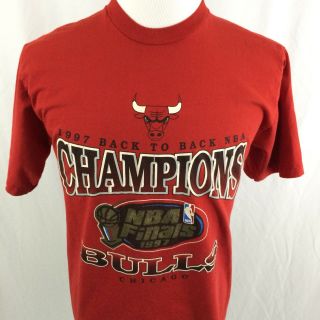 Vtg Chicago Bulls 1997 Nba Championship T - Shirt Large Basketball Collectible 90s