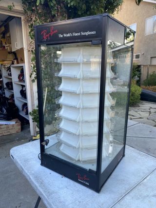 Vintage Retro Ray Ban Sunglass Lighted Revolving Display Case Huge Ad Store Unit