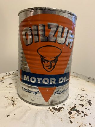 Vintage Oilzum Motor Oil Can Full Metal Car Truck Oil One Quart