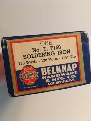 Vintage Blue Grass Belknap 150 Watt No.  T.  7150 Soldering Iron W/box & Stand