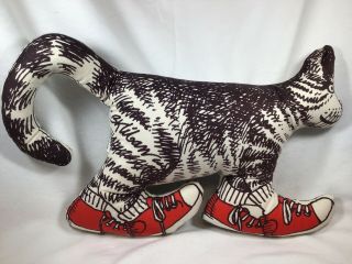 Kliban Cat Throw Pillow With Red Sneakers Rare,  Vintage