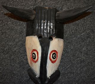 Very Old Handcarved Wood Mask/ Nr Black Bull?