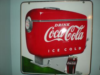 Coca Cola Porcelain Double Sided Soda Fountain Dispenser Signvintage 1950 