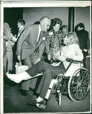 1972 Press Photo Politics Ethel Kennedy Averell Harriman Jfk Wheelchair 7x9