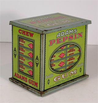 1917 Adams Pepsin Chewing Gum Tin Litho Countertop Display Tin Country Store