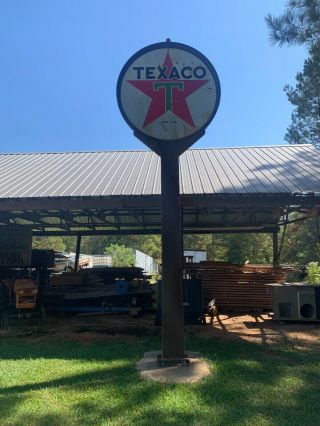 1948 Double Sided Porcelain 6’ Texaco Sign With A 18 