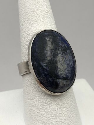 Vintage 835 Sterling Silver Ring Lapis Lazuli Size 9.  5
