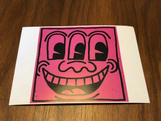 Postcard Keith Haring Untitled Pink 3 Eyes 1981 Vtg