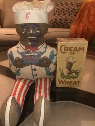 Chef Rastus Doll & Full Box Of 1920’s “cream Wheat Cereal” Rare