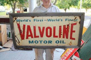Vintage 1967 Valvoline Motor Oil Gas Station 38 " Embossed Metal Sign