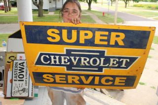 Large Chevrolet Service Car Dealership Gas Oil 36 " Metal Sign