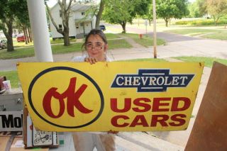 Large Ok Chevrolet Cars Chevy Car Truck Dealership Gas Oil 48 " Metal Sign