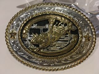 Silver Strike Western Cowboy Bull Rider Belt Buckle