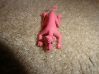 Vintage Plastic Pink Panther Figure Toy For Corgi Motorcycle Green Eyes 2 1/8 "
