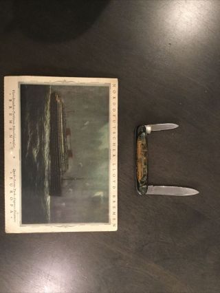 Rare Vintage - Solingen Germany Folding Blade Pocket Knife And Postcard