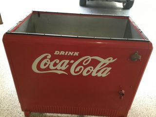 Vintage Coca - Cola Cooler,  Metal,  36” High,  40” Wide,  Fittedmillwork Top