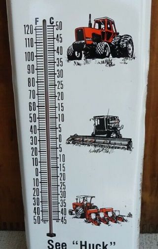 Vtg.  1960s Allis Chalmers Tractor Advertising Thermometer Sign / Leland Illinois 3