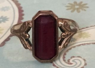 Rare Vintage Estate Antique Victorian Ruby Gold Filled Ring Sz 8 As37