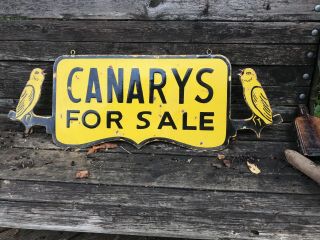 1930s Mining Canary Double Sided Porcelain Sign