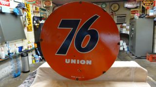 " Union 76 " Double Sided Large Porcelain Sign (dated 1961),  30 " Inch,