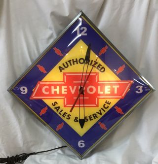 Vintage " Chevrolet Authorized Sales And Service ” Advertising Clock By Pam