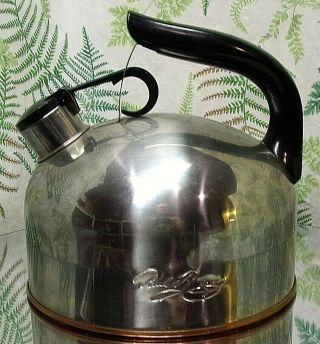 Vintage Revere Ware 2 Quart Whistling Tea Kettle Pot 1801 Copper Bottom -