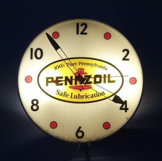 1950s Vintage Pennzoil Bubble Clock By Pam Clock Inc.  14.  5 " Lighted Garage Decor