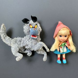 Vintage 1966 Mattel Liddle Kiddles Little Red Riding Hiddle And Her Wolf
