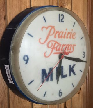 Vintage 1950s Prairie Farms Milk Dairy Products Advertising Double Bubble Clock