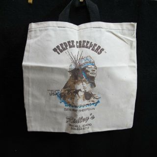 Vintage Light Canvas Native American Chief Tote Bag Teepee Creepers Idaho Usa