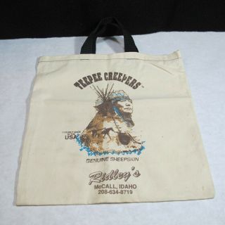 Vintage Light Canvas Native American Chief Tote Bag TeePee Creepers Idaho USA 2